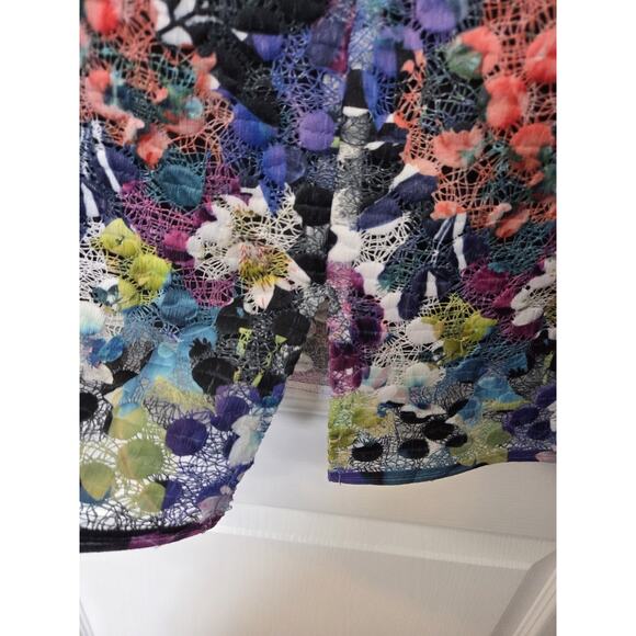 T Tahari Colorful Floral Crochet Lace Overlay Sheath Party Dress, Size 14 - Picture 11 of 12